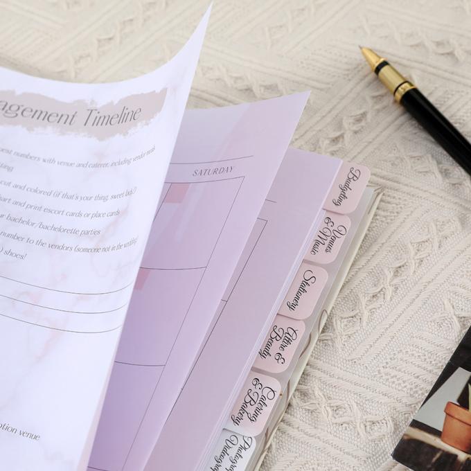 المجلة المخصصة A4 A5 المجلة المدارية الورق الملاحظات المجلة المجلة خطط الزفاف للنساء 8
